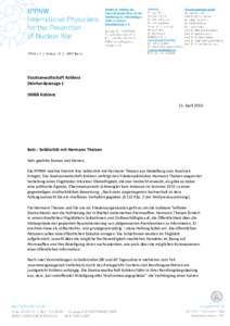 Staatsanwaltschaft Koblenz DeinhardpassageKoblenz 21. AprilBetr.: Solidarität mit Hermann Theisen