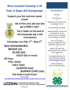 Remember:  Support your fair and earn great prizes! All 4-H’ers who sell over $50 get a FREE t-shirt!