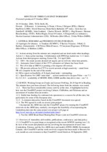 MINUTES OF THIRD CLOUDNET WORKSHOP (Version b produced 27 OctoberOctober 2004, TUD, Delft, NL. Present: D Bouniol, A Armstrong, A Protat, J Pelon, J Delanoe (IPSL); Martial Haeffelin (LMD); David Donovan, He