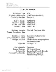 N21-427S043 Duloxetine Clinical BPCA