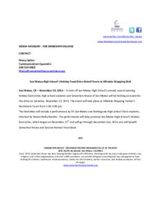 www.twitter.com/Samaritan_House www.facebook.com/samaritanhouse.smc MEDIA ADVISORY - FOR IMMEDIATE RELEASE CONTACT Marcy Spiker