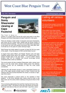 West Coast Blue Penguin Trust July 2011 Newsletter www.bluepenguin.org.nz  Penguin and