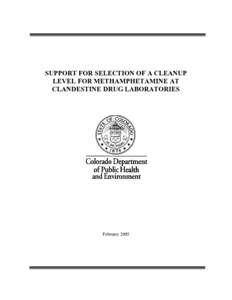 Support for Selection of  a Cleanup Level for Methamphetamine at Clandestine Drug Laboratories