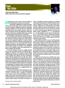 From the Editor Guanrong (Ron) Chen Editor-in-Chief, IEEE Circuits and Systems Magazine  P