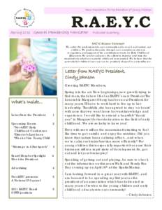 Reno Association for the Education of Young Children  R.A.E.Y.C Spring 2011 General Membership Newsletter