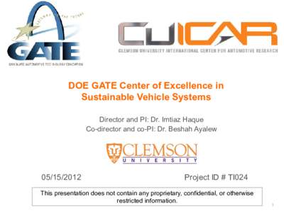 GATE Center of Excellence in Sustainable Vehicle Systems