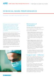 DISPOSABLE HEALTHCARE PRODUCTS  Ir Yvette Rogister and Ing Mark Croes, Centexbel SURGICAL MASK PERFORMANCE European standard requirements examined