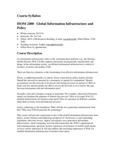 Course Syllabus ISOM 2400 Global Information Infrastructure and Policy   