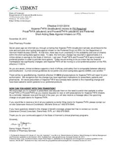 State of Vermont Department of Vermont Health Access 312 Hurricane Lane, Suite 201 Williston VT[removed]http://dvha.vermont.gov