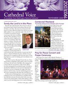 Cathedral Voice A newsletter from Washington National Cathedral A Word from the vicar