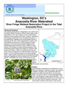 Washington, DC Anacostia River Watershed - River Fringe Wetland Restoration Project in the Tidal Anacostia River