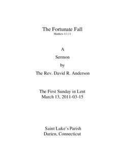 The Fortunate Fall Matthew 4:1-11 A Sermon by