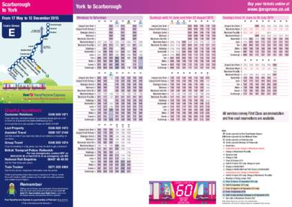 Scarborough to York York to Scarborough  From 17 May to 12 December 2015