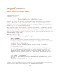 imagineif LIBRARIES Bigfork | Columbia Falls | Kalispell | Marion FOR IMMEDIATE RELEASE SEPTEMBER 30, 2014