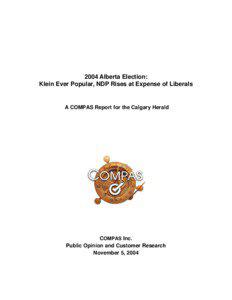 2004 Alberta Election: Klein Ever Popular, NDP Rises at Expense of Liberals