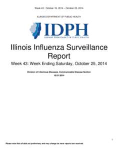 Week 43: October 19, 2014 – October 25, 2014  ILLINOIS DEPARTMENT OF PUBLIC HEALTH Illinois Influenza Surveillance Report