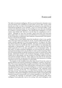 Foreword The field of emotional intelligence (EI) has moved forward in dramatic ways since Jack Mayer and I published our first article on EI inIn just a brief decade and a half, our state of knowledge has matured