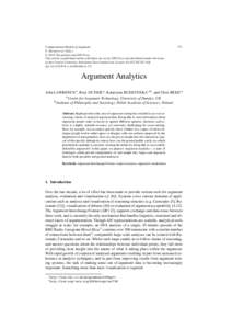 Computational Models of Argument P. Baroni et al. (Eds.) © 2016 The authors and IOS Press. This article is published online with Open Access by IOS Press and distributed under the terms of the Creative Commons Attributi