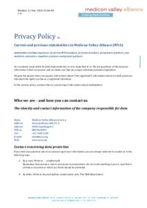 Ørestad, 21 May:04:44 1:4 Privacy Policy  for