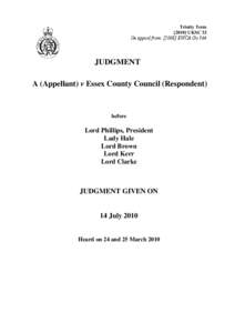 A (Appellant) v Essex County Council (Respondent)