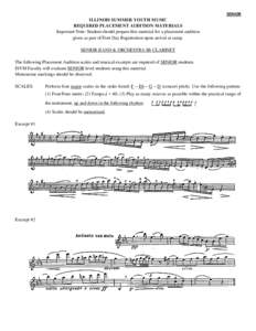 SENIOR ILLINOIS SUMMER YOUTH MUSIC REQUIRED PLACEMENT AUDITION MATERIALS Important Note: Student should prepare this material for a placement audition given as part of First Day Registration upon arrival at camp. SENIOR 