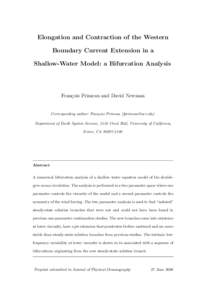 Elongation and Contraction of the Western Boundary Current Extension in a Shallow-Water Model: a Bifurcation Analysis Fran¸cois Primeau and David Newman