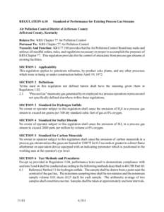 REGULATION[removed]Standard of Performance for Existing Process Gas Streams Air Pollution Control District of Jefferson County Jefferson County, Kentucky