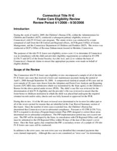 Connecticut Title IV-E Subsequent Primary Review (FY 2009)