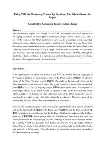 Using XML for Dunhuang Manuscript Database: The Dilun Manuscript Project Kosei ISHII, Komazawa Junior College, Japan