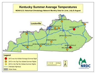 Kentucky Summer Average Temperatures  NOAA U.S. Historical Climatology Network Monthly Data for June, July & August WILLIAMSTOWN 3 W