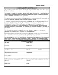 Indigenous Metis enumuration form Questionnaire[removed]