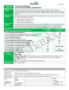 RevFACTS WHAT DOES WESBANCO DO WITH YOUR PERSONAL INFORMATION?