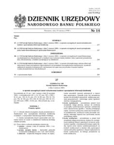 Indeks 35659X ISSN 0239–7013 cena 15 z³ 40 gr DZIENNIK URZĘDOWY NARODOWEGO BANKU POLSKIEGO