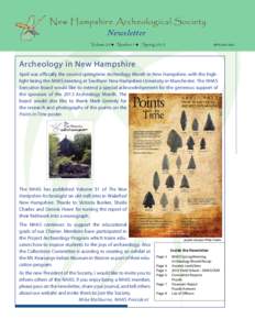 New Hampshire Archeological Society Newsletter Volume 29  Number 1  Spring 2013 ISSN[removed]