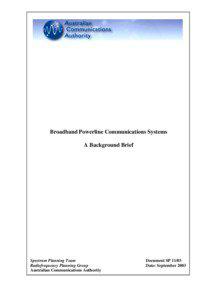 Broadband Powerline Communications Systems A Background Brief