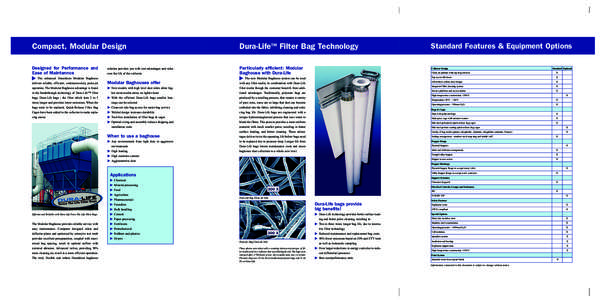 Compact, Modular Design  Dura-LifeTM Filter Bag Technology Designed for Performance and Ease of Maintennce