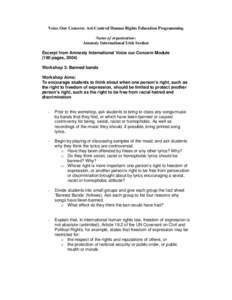 Voice Our Concern: Art-Centred Human Rights Education Programming Name of organisation: Amnesty International Irish Section Excerpt from Amnesty International Voice our Concern Module (180 pages, 2004) Workshop 3: Banned