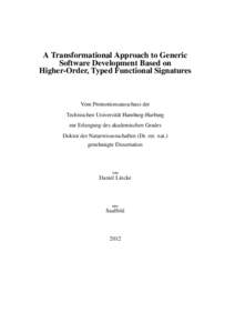 A Transformational Approach to Generic Software Development Based on Higher-Order, Typed Functional Signatures
