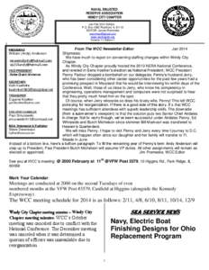 NAVAL ENLISTED RESERVE ASSOCIATION WINDY CITY CHAPTER Jan-Feb 2014 Edition P.O. Box 4562 Rockford, IL[removed]EDITOR: James Premeske