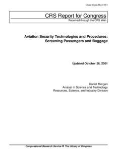 Aviation Security Technologies and Procedures: Screening Passengers and Baggage