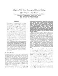 Adaptive Web Sites: Conceptual Cluster Mining Mike Perkowitz Oren Etzioni Department of Computer Science and Engineering, BoxUniversity of Washington, Seattle, WAfmap, 