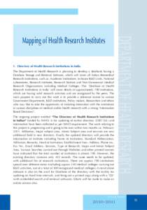 1. Directory of Health Research Institutions in India  DEPARTMENT OF HEALTH RESEARCH Mapping of Health Research Institutes