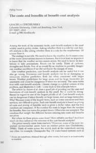 Policy Forum  The costs and benefits of benefit-cost analysis GRACIELA CHICHILNISKY Colombia Ufiiversity, 116th acid Broadway, New York, NY 10027, USA
