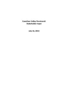 Cowichan Tribes / Cowichan Valley Regional Transit System / Vancouver Island / Cowichan Valley / Cowichan Lake