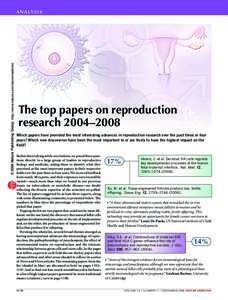 © 2008 Nature Publishing Group http://www.nature.com/naturemedicine  ANA LY S I S The top papers on reproduction research 2004–2008