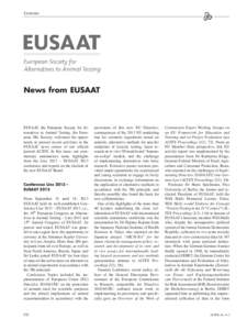 Corners  News from EUSAAT EUSAAT, the European Society for Alternatives to Animal Testing, the European 3Rs Society, welcomes the opportunity to present recent activities in the EUSAAT news corner of our official