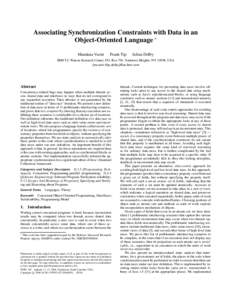 Associating Synchronization Constraints with Data in an Object-Oriented Language ∗ Mandana Vaziri Frank Tip