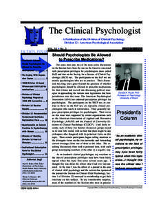 The Clinical Psychologist A Publication of the Division of Clinical Psychology Division 12 - American Psychological Association ➥