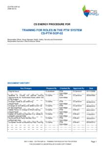 CS-PTW-SOP-02 (AMD[removed]CS ENERGY PROCEDURE FOR  TRAINING FOR ROLES IN THE PTW SYSTEM