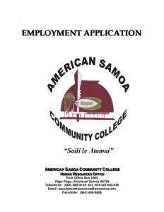 Pago Pago / Application for employment / Social Security / Territories of the United States / Oceania / Employment / Recruitment / American Samoa